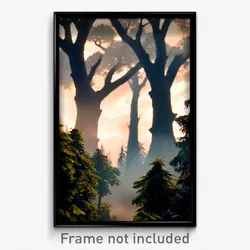 Pixel Art Poster - Thunderous Trees (8 Bit Psychedelic Trippy Video Game Print)