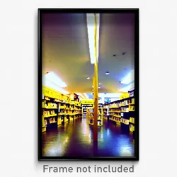 Pixel Art Poster - Yellow Book Store (8 Bit Psychedelic Trippy Video Game Print)
