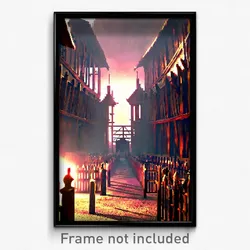 Pixel Art Poster - Enchanting Stockade (8 Bit Psychedelic Video Game Print)