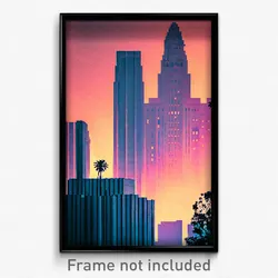 Pixel Art Poster - Fluffy Los Angeles (8 Bit Psychedelic Video Game Print)