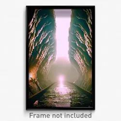 Pixel Art Poster - Cavernous Tunnel (8 Bit Psychedelic Trippy Video Game Print)