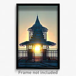 Pixel Art Poster - Wire Frame Temple (8 Bit Psychedelic Trippy Video Game Print)