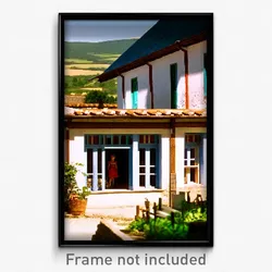 Pixel Art Poster - Rural Terrace (8 Bit Psychedelic Trippy Video Game Print)