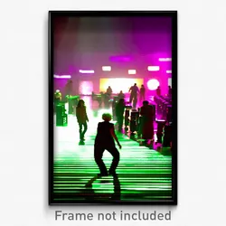 Pixel Art Poster - Elderly Discotheque (8 Bit Psychedelic Video Game Print)
