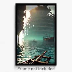 Pixel Art Poster - Grandiose Sea Wreck (8 Bit Psychedelic Video Game Print)