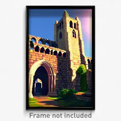 Pixel Art Poster - Realistic Abbey (8 Bit Psychedelic Trippy Video Game Print)