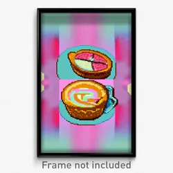 Pixel Art Poster - Active Pastel De Nata (8 Bit Psychedelic Video Game Print)