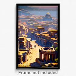 Pixel Art Poster - Ancient City (8 Bit Psychedelic Trippy Video Game Print)