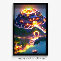 Pixel Art Poster - Imaginative Fort (8 Bit Psychedelic Trippy Video Game Print)