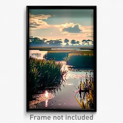 Pixel Art Poster - Fabulous Wetland (8 Bit Psychedelic Trippy Video Game Print)
