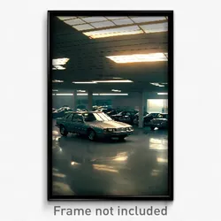 Pixel Art Poster - Murky Car Dealership (8 Bit Psychedelic Video Game Print)
