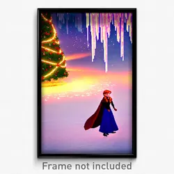 Pixel Art Poster - Frozen Christmas (8 Bit Psychedelic Trippy Video Game Print)