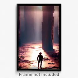 Pixel Art Poster - Bronze Desolation (8 Bit Psychedelic Trippy Video Game Print)
