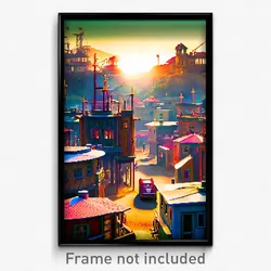 Pixel Art Poster - Great Shantytown (8 Bit Psychedelic Trippy Video Game Print)