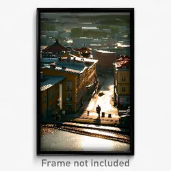 Pixel Art Poster - Rundown Swedish City (8 Bit Psychedelic Video Game Print)