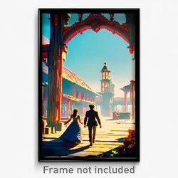 Pixel Art Poster - Remarkable Settlement (8 Bit Psychedelic Video Game Print)