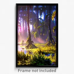 Pixel Art Poster - Rich Swamp (8 Bit Psychedelic Trippy Weird Video Game Print)