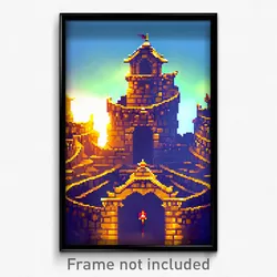 Pixel Art Poster - Elaborate Stronghold (8 Bit Psychedelic Video Game Print)