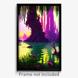 Pixel Art Poster - Glossy Bayou (8 Bit Psychedelic Trippy Video Game Print)
