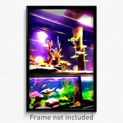 Pixel Art Poster - Harmonious Aquarium (8 Bit Psychedelic Video Game Print)