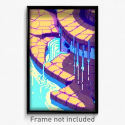 Pixel Art Poster - Fluid Ramparts (8 Bit Psychedelic Trippy Video Game Print)