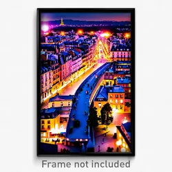 Pixel Art Poster - Beautiful French City (8 Bit Psychedelic Video Game Print)
