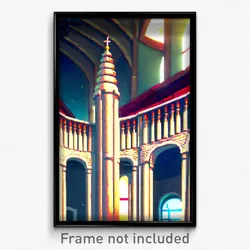 Pixel Art Poster - Curvy Nunnery (8 Bit Psychedelic Trippy Video Game Print)