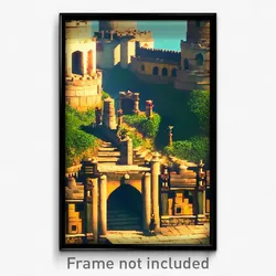 Pixel Art Poster - Mellow Fortifications (8 Bit Psychedelic Video Game Print)