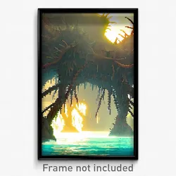 Pixel Art Poster - Thorny Sea (8 Bit Psychedelic Trippy Weird Video Game Print)