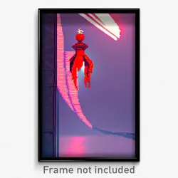 Pixel Art Poster - Red Sanctum (8 Bit Psychedelic Trippy Weird Video Game Print)