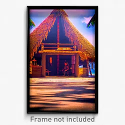 Pixel Art Poster - Awesome Hut (8 Bit Psychedelic Trippy Weird Video Game Print)