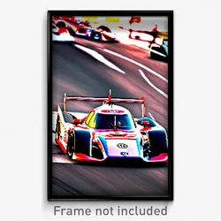Pixel Art Poster - Bustling Racecar (8 Bit Psychedelic Trippy Video Game Print)