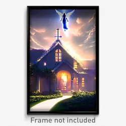 Pixel Art Poster - Angelic Home (8 Bit Psychedelic Trippy Video Game Print)