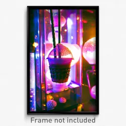 Pixel Art Poster - Giant Bubble Tea (8 Bit Psychedelic Trippy Video Game Print)