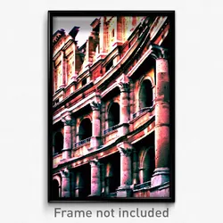Pixel Art Poster - Unsightly Colosseum (8 Bit Psychedelic Video Game Print)