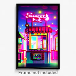 Pixel Art Poster - Sweet Hut (8 Bit Psychedelic Trippy Weird Video Game Print)