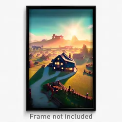 Pixel Art Poster - Gigantic Homestead (8 Bit Psychedelic Video Game Print)