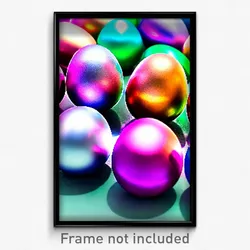 Pixel Art Poster - Metallic Easter Eggs (8 Bit Psychedelic Video Game Print)
