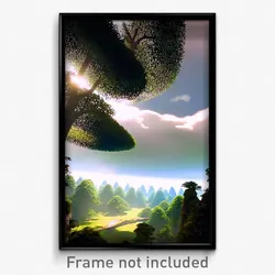 Pixel Art Poster - Oval Cloud Forest (8 Bit Psychedelic Trippy Video Game Print)