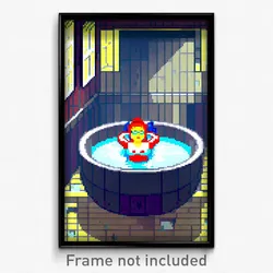 Pixel Art Poster - Animated Baths (8 Bit Psychedelic Trippy Video Game Print)