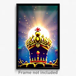 Pixel Art Poster - Colossal Crown (8 Bit Psychedelic Trippy Video Game Print)