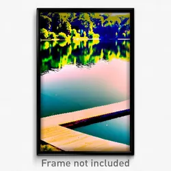 Pixel Art Poster - Elegant Lake (8 Bit Psychedelic Trippy Video Game Print)