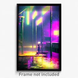 Pixel Art Poster - Watery Ghetto (8 Bit Psychedelic Trippy Video Game Print)