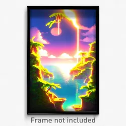 Pixel Art Poster - Novel Isle (8 Bit Psychedelic Trippy Weird Video Game Print)