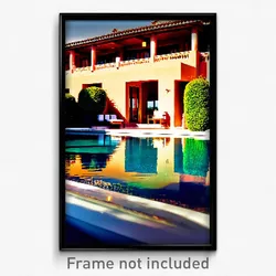 Pixel Art Poster - Nice Villa (8 Bit Psychedelic Trippy Weird Video Game Print)