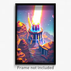 Pixel Art Poster - Liquid Citadel (8 Bit Psychedelic Trippy Video Game Print)