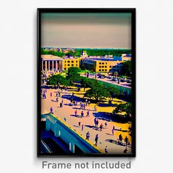 Pixel Art Poster - Crowded Campus (8 Bit Psychedelic Trippy Video Game Print)