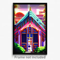 Pixel Art Poster - Hidden Anime Architecture (8 Bit Video Game Print)