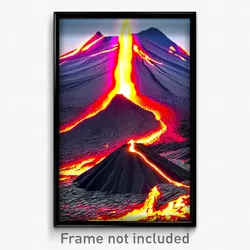 Pixel Art Poster - Flashy Lava Fields (8 Bit Psychedelic Video Game Print)