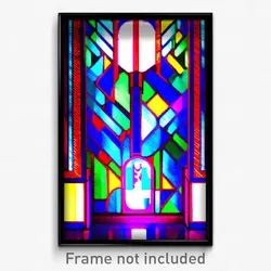 Pixel Art Poster - Vibrating Stained Glass (8 Bit Psychedelic Video Game Print)